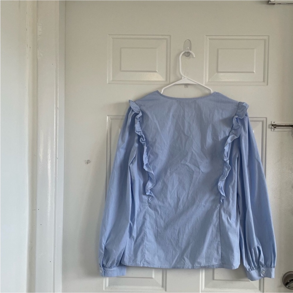 Marc New York Light Blue Ruffle Blouse - Picture 2 of 5